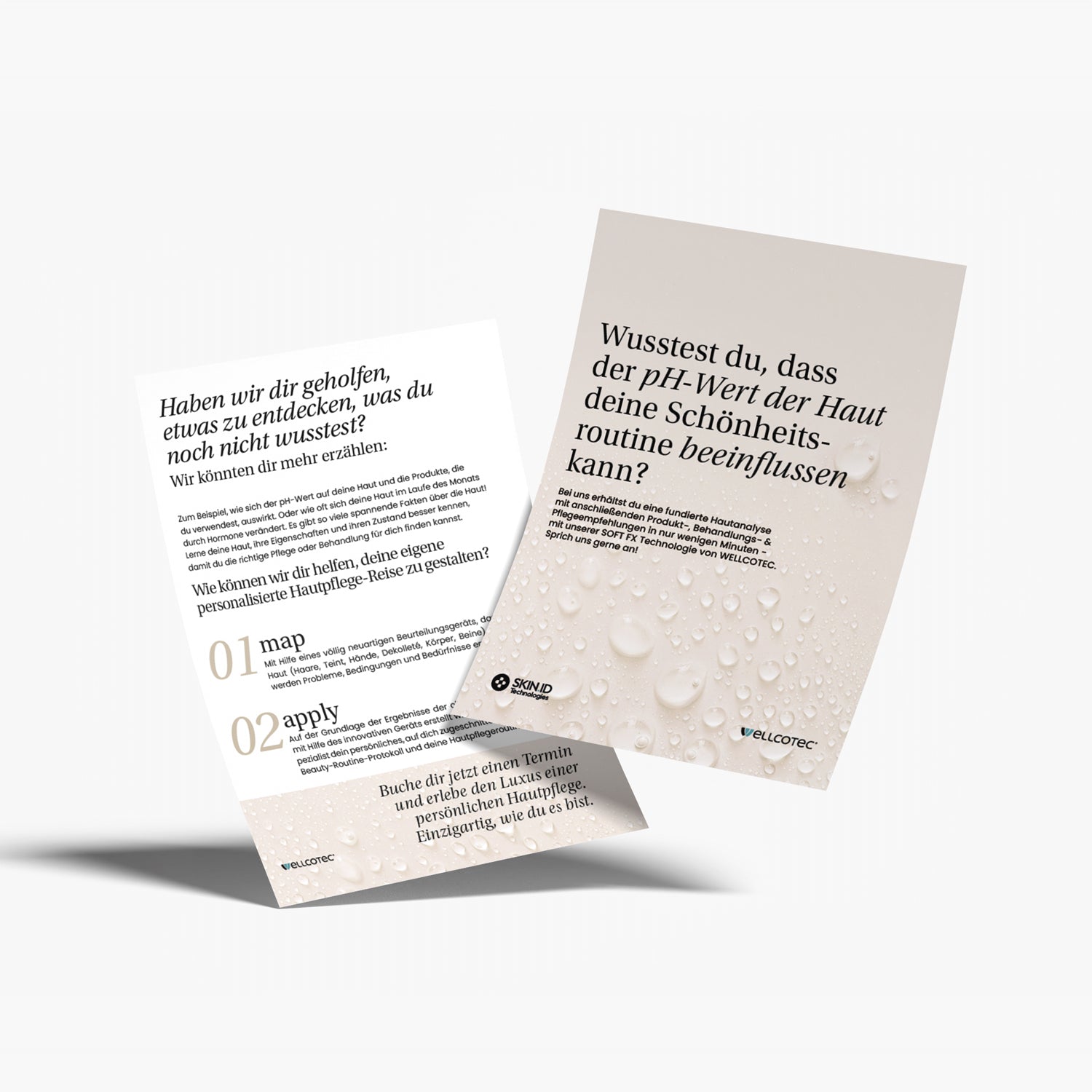 Doppelseitige Flyer (DIN A5) - passend zum Hautanalysegerät SOFT FX - SKIN.ID Technologies by WELLCOTEC