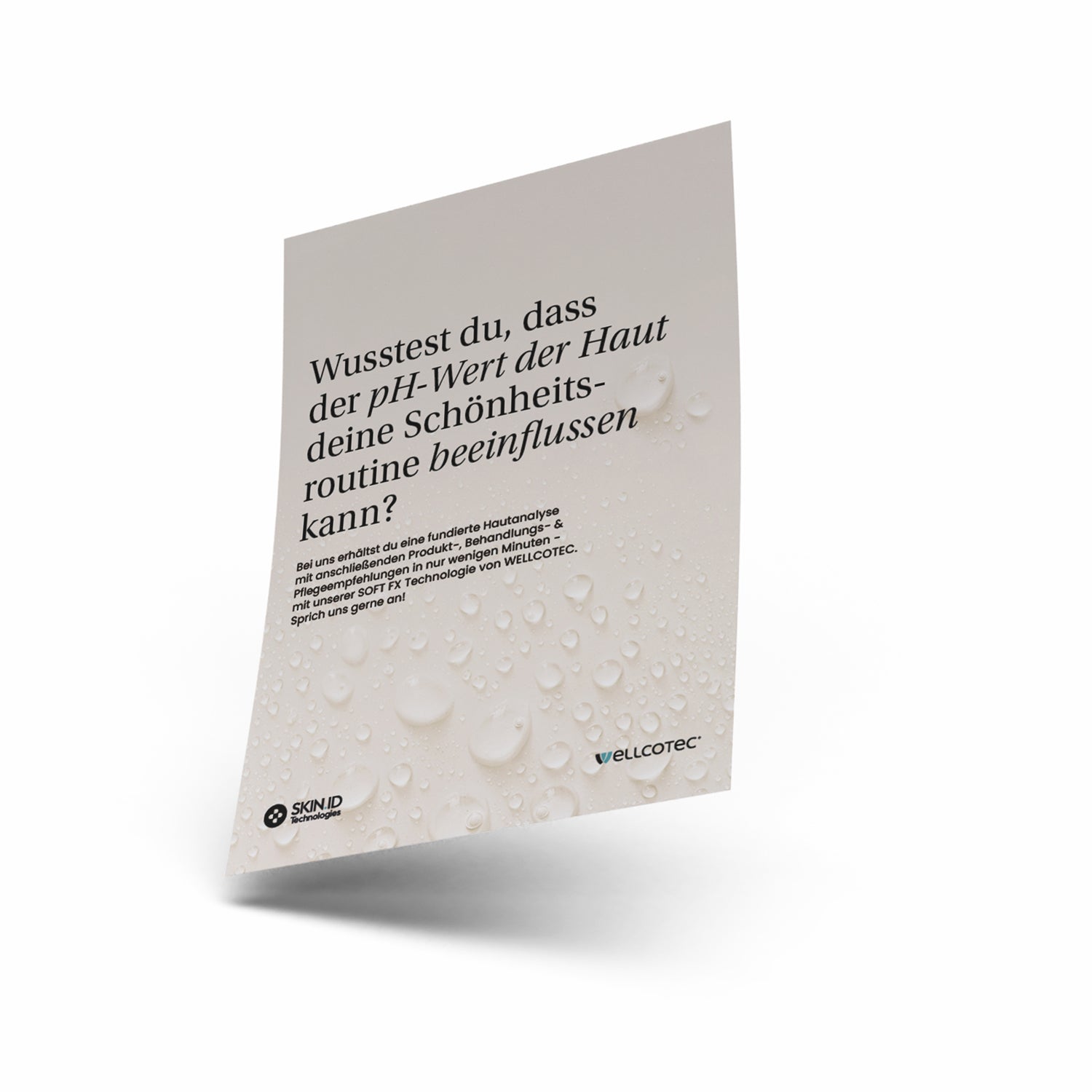 Doppelseitige Flyer (DIN A5) - passend zum Hautanalysegerät SOFT FX - SKIN.ID Technologies by WELLCOTEC