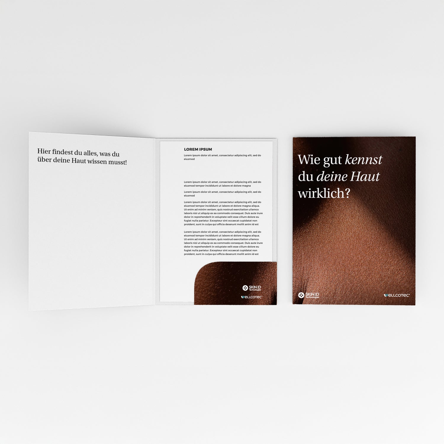 2-teilige Mappe/Folder (DIN A4) mit Lasche - passend zum Hautanalysegerät SOFT FX - SKIN.ID Technologies by WELLCOTEC